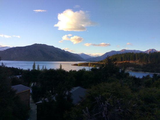 Sunset over Lake Wanaka from our camp ground
