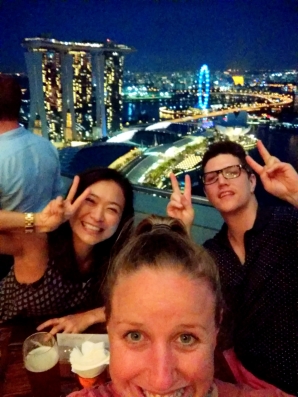 Singapore by night at a brewry on Level33